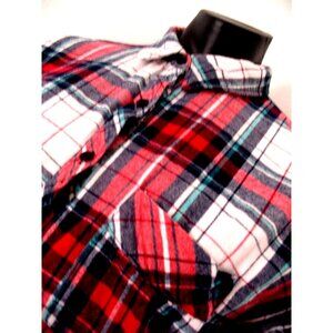 Rokoko by Jazz Men's Red/Green Plaid Flannel  L-Sl  Top Shirt M. Ck measurements